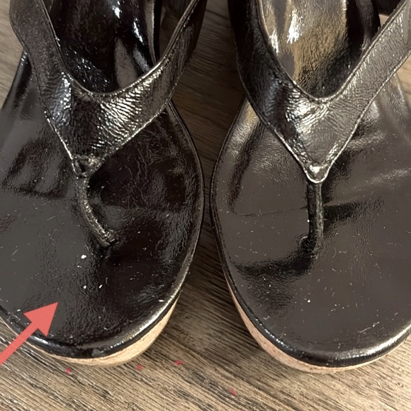 [Ugg] Australia Natassia Black Patent Leather Comfort Slip-On Wedges Women’s 10 - Picture 10 of 12